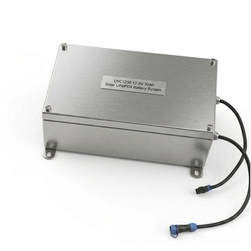 12.8V 30Ah LFP Batteries with charge controller in stainless steel for Solar Lightings 